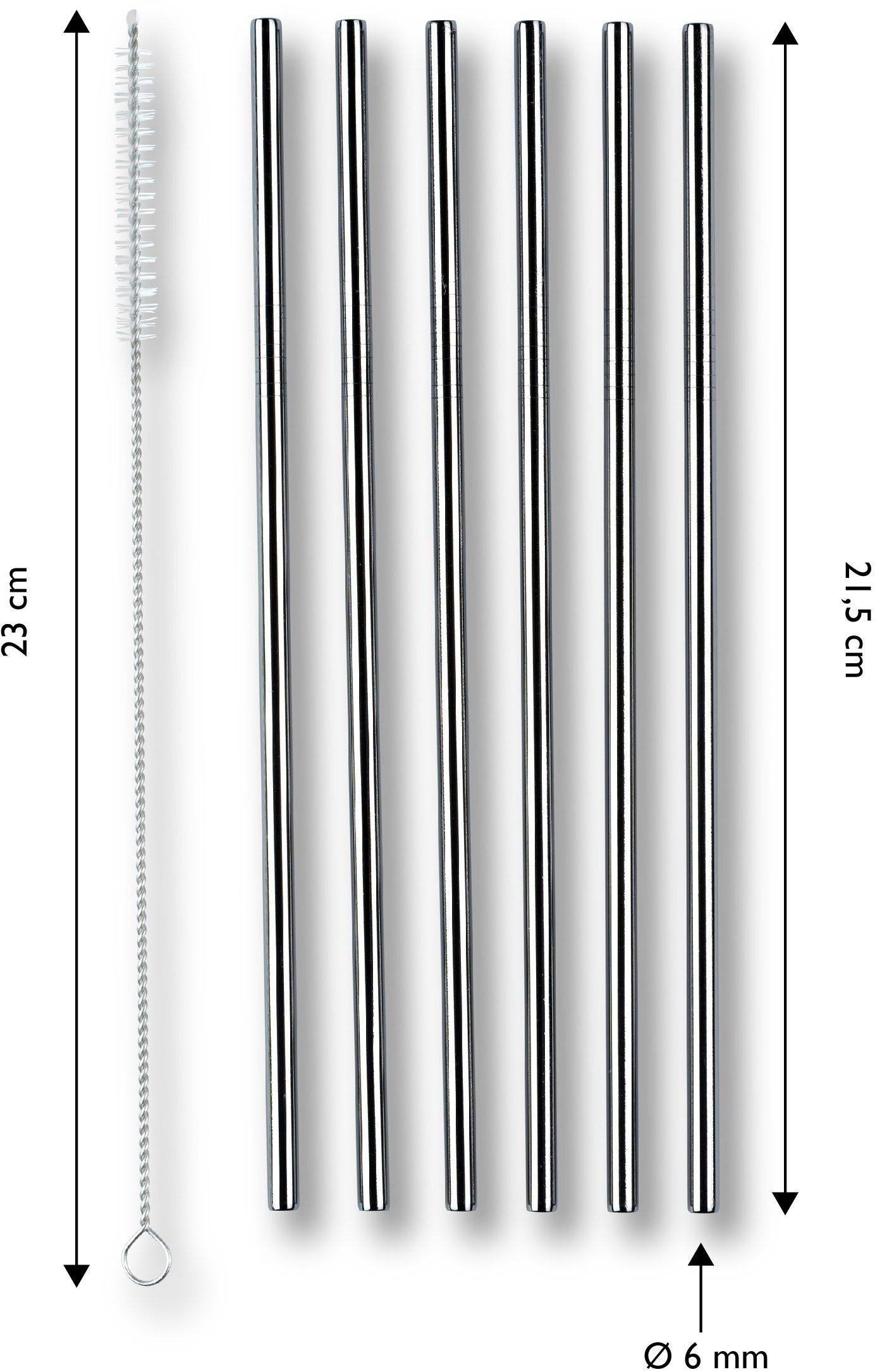 ECHTWERK Edelstahl, Reinigungsbürste (Set, Strohhalm-Set, Cocktail inkl. schwarz Trinkhalme, Zubehör, 6-tlg),