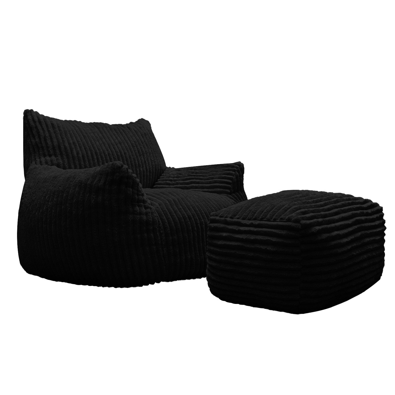 HTI-Living Loungesessel Softsessel Adina mit Hocker Schwarz Bodensessel 103 x 70 x 90 cm (Set, 2-St), gemütliche Sitzhöhe – Bild 2 von 2