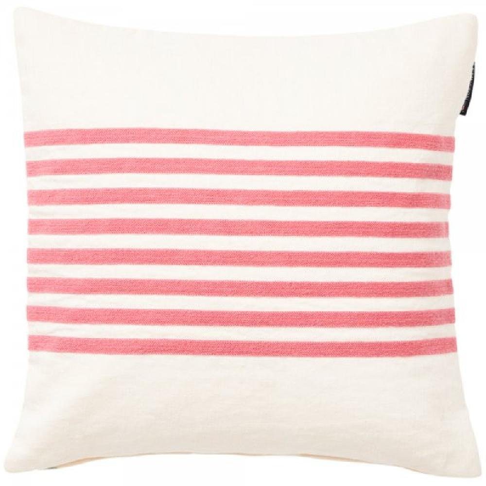 Kissenhülle LEXINGTON Kissen Embroidery Center Striped Linen-Cotton Pink-White (50, Lexington