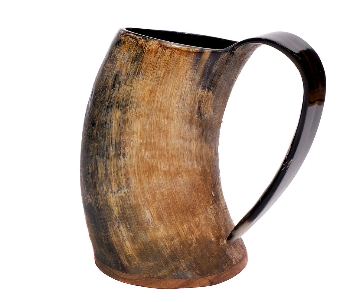 Brillibrum Bierkrug Trinkhorn Becher echtes Kuhhorn Horn Bierkrug Mittelalter – Bild 2 von 5