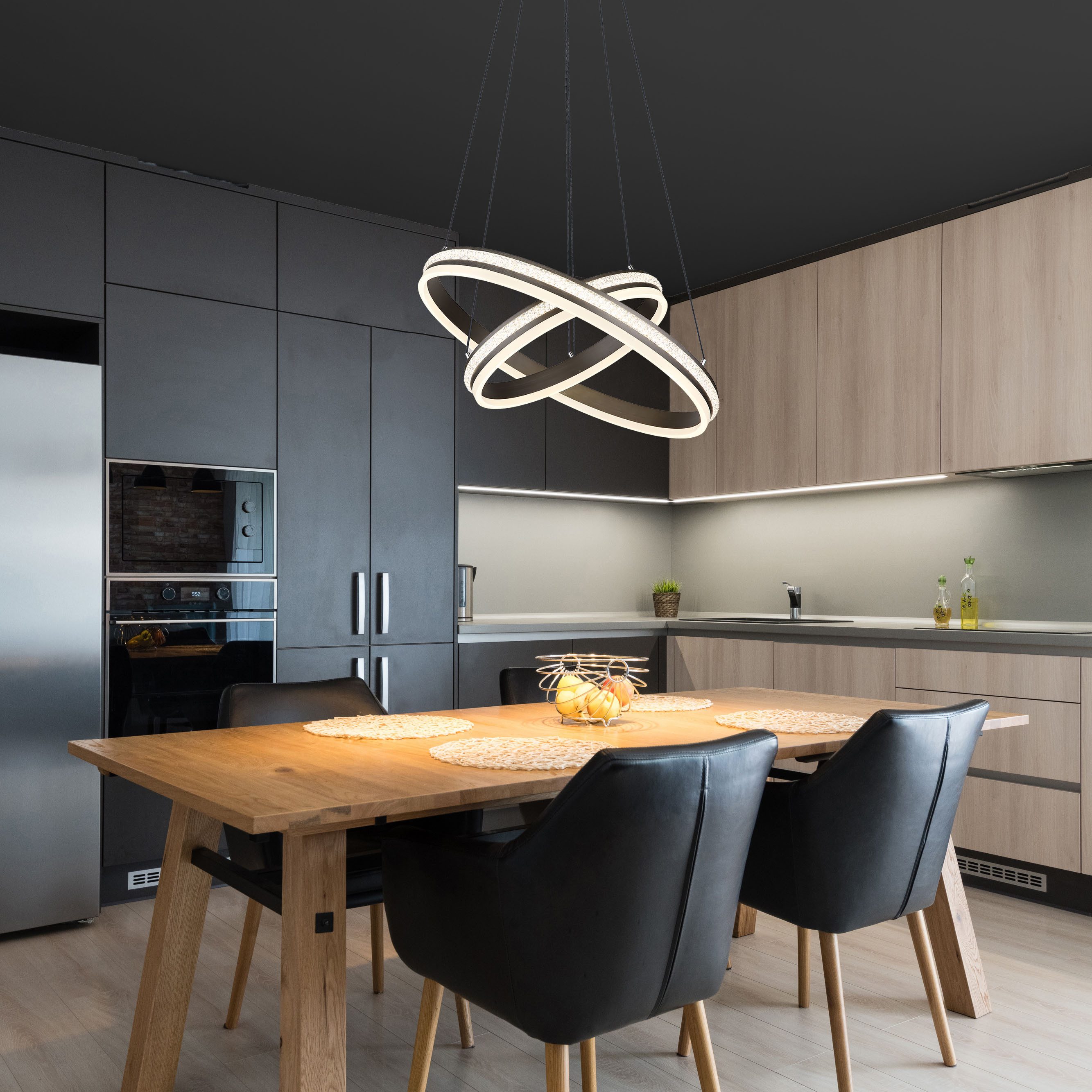 GLOBO LIGHTING LED Pendelleuchte GROUNI, Dimmfunktion, Memoryfunktion, Nachtlichtfunktion, mehrere Helligkeitsstufen, LED fest integriert, Hängelampe/Hängeleuchte/Wohnzimmer/Esstisch/elegant