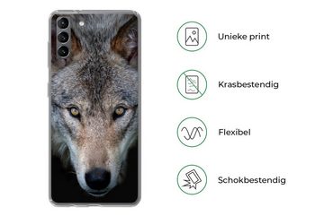 MuchoWow Handyhülle Wolf - Porträt - Schwarz, Phone Case, Handyhülle Samsung Galaxy S21 Plus, Silikon, Schutzhülle