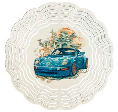 Ladreas Windspiel Edelstahl 3D Windspiel Windspinner 20cm Auto Porsche 911 Comic WI59