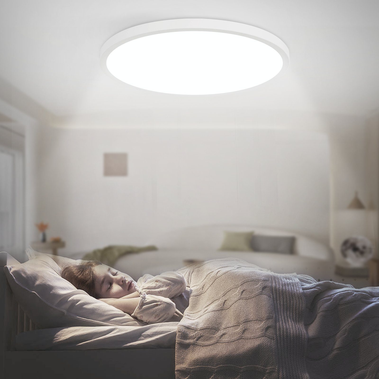 ZMH LED Deckenleuchte Modernes LED-Licht für Wohnzimmer, Schlafzimmer, Flur und Küche, Hochwertige Design, LED fest integriert, Kaltweiß, 18W, 6500K, neutralwei – Bild 4 von 5