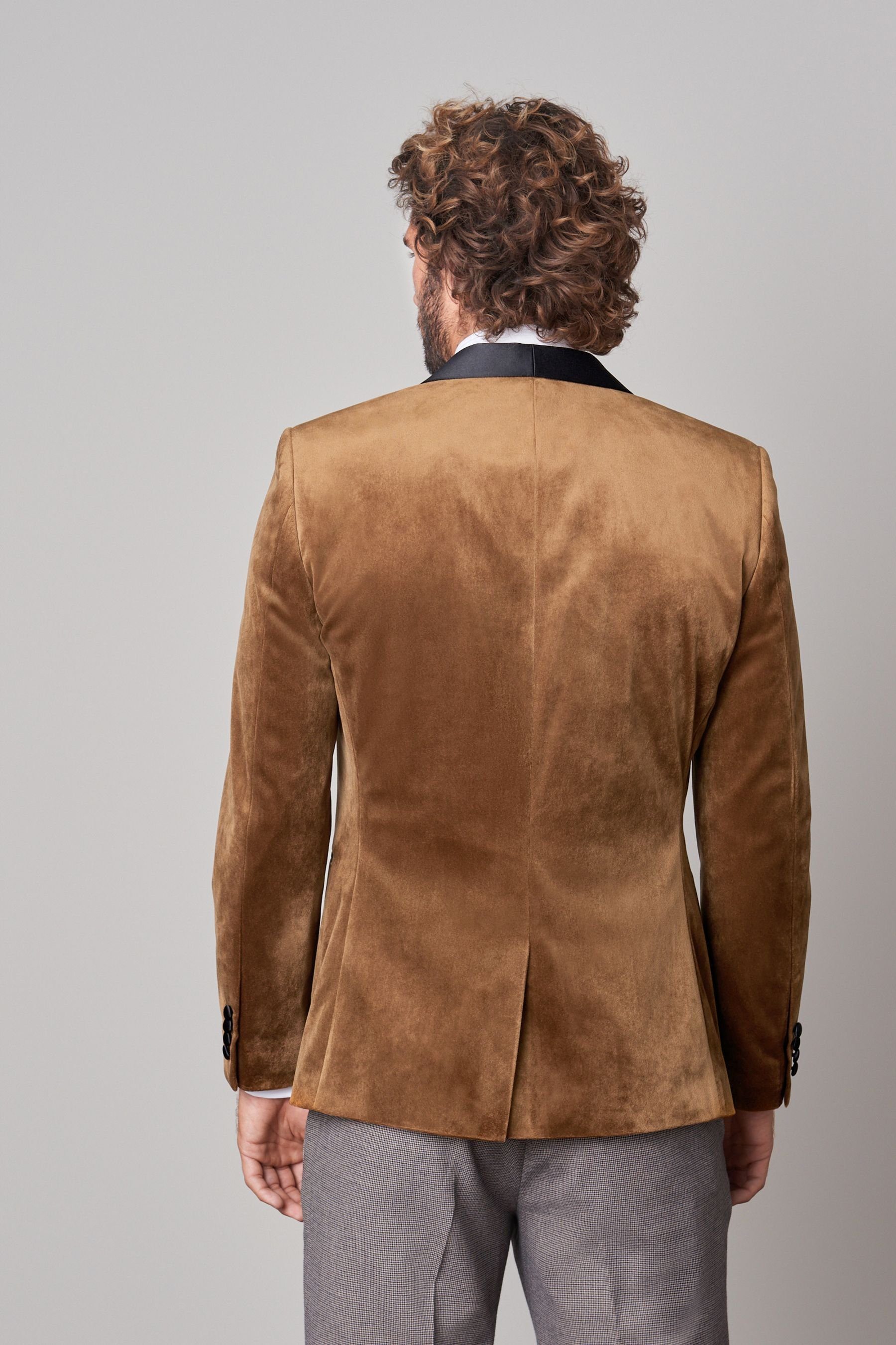 (1-tlg) Blazer aus Bronze Next Fit Slim Baukastensakko Samt