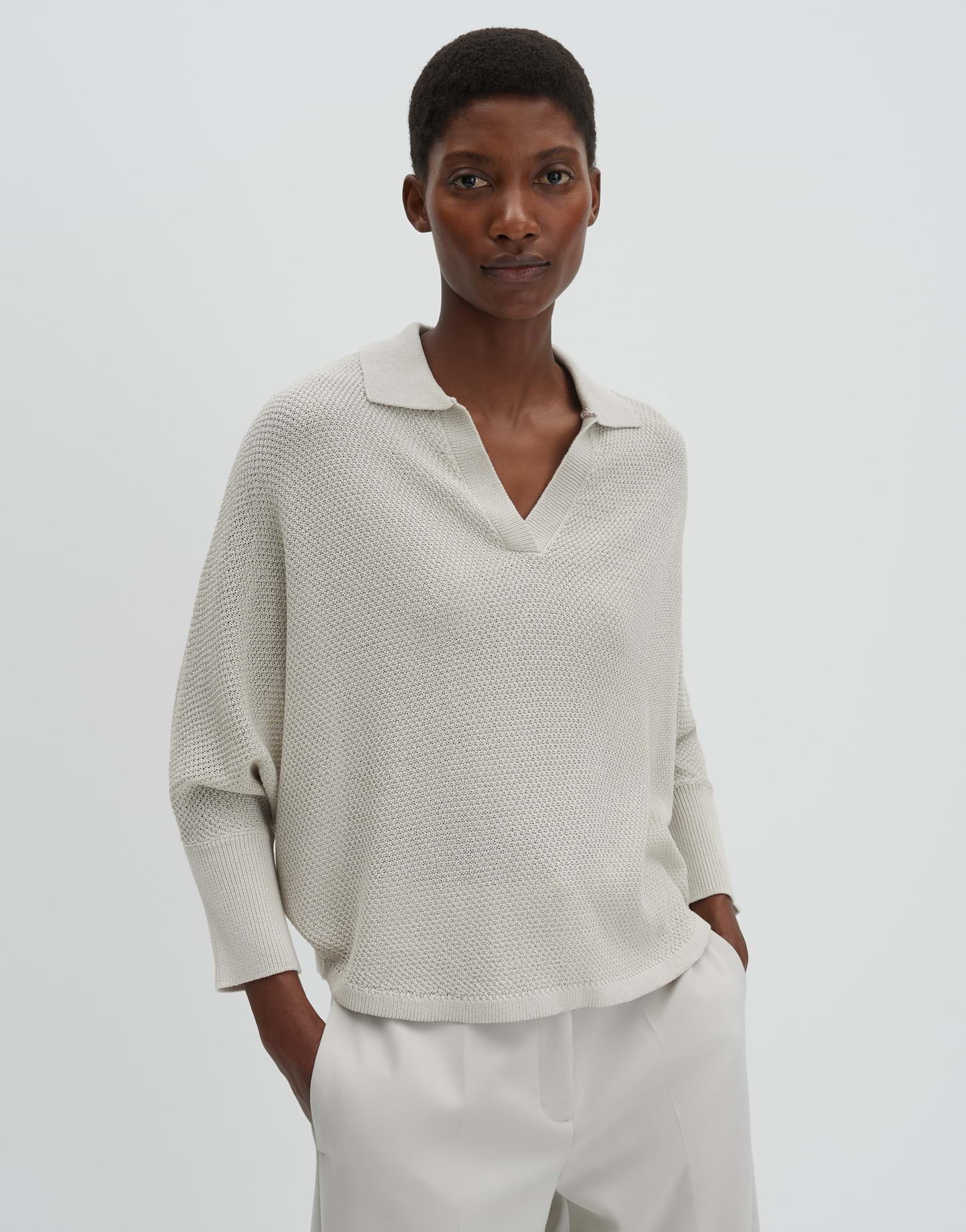 someday Strickpullover Telanora aus ECOVERO™-Strick Oversized Silhouette mit Polokragen, lässig