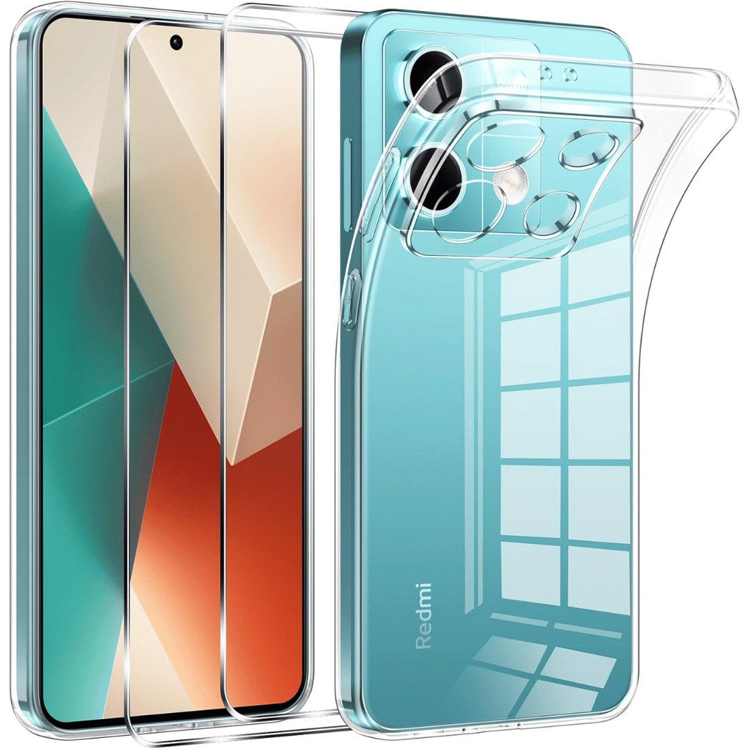 SmartUP Smartphone-Hülle für Xiaomi Redmi Note 13 Pro 5G Schutzglas Display Kamera Slim Case 9H 6,67 Zoll, kompletter Rundumschutz