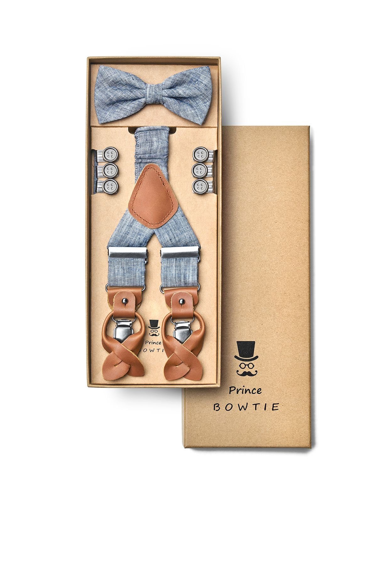 Prince Bowtie Hosenträger Hosenträger und Fliege in Geschenkbox Boho Vintage Trend kariert