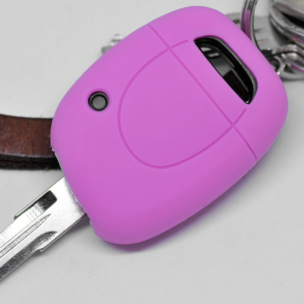 mt-key Schlüsseltasche Autoschlüssel Softcase Silikon Schutzhülle Rosa, für Renault Clio Twingo Kangoo 1 Tasten Funk Fernbedienung