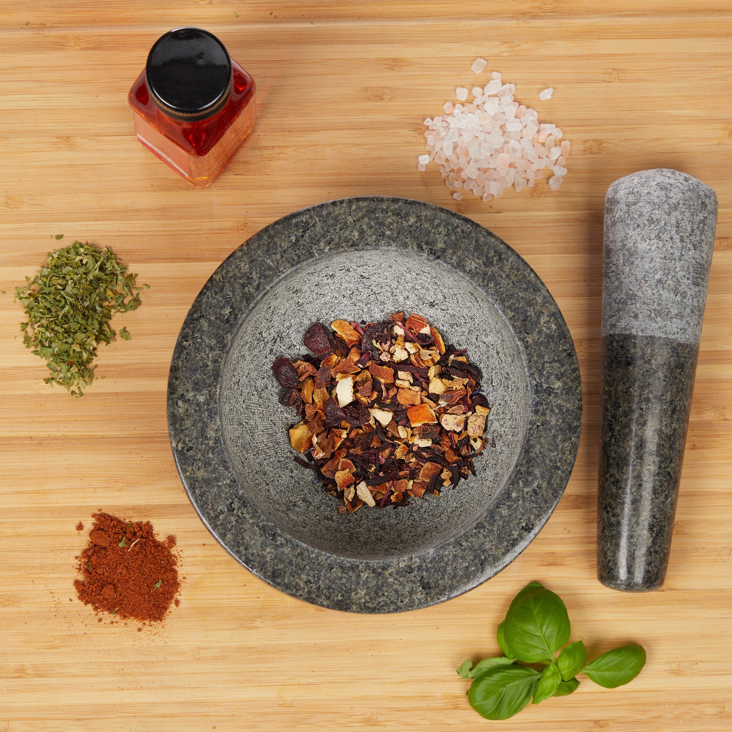 relaxdays Mörser Granit Mörser mit Stößel 16 cm