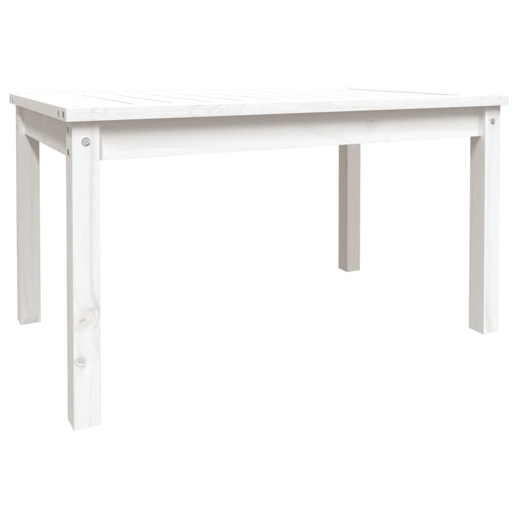 furnicato Gartentisch aus massivem Kiefernholz 82,5 x 50,5 x 45 cm in Weiß (1-St), Stabiler Outdoor-Tisch mit rustikaler Optik und robustem Holzrahmen