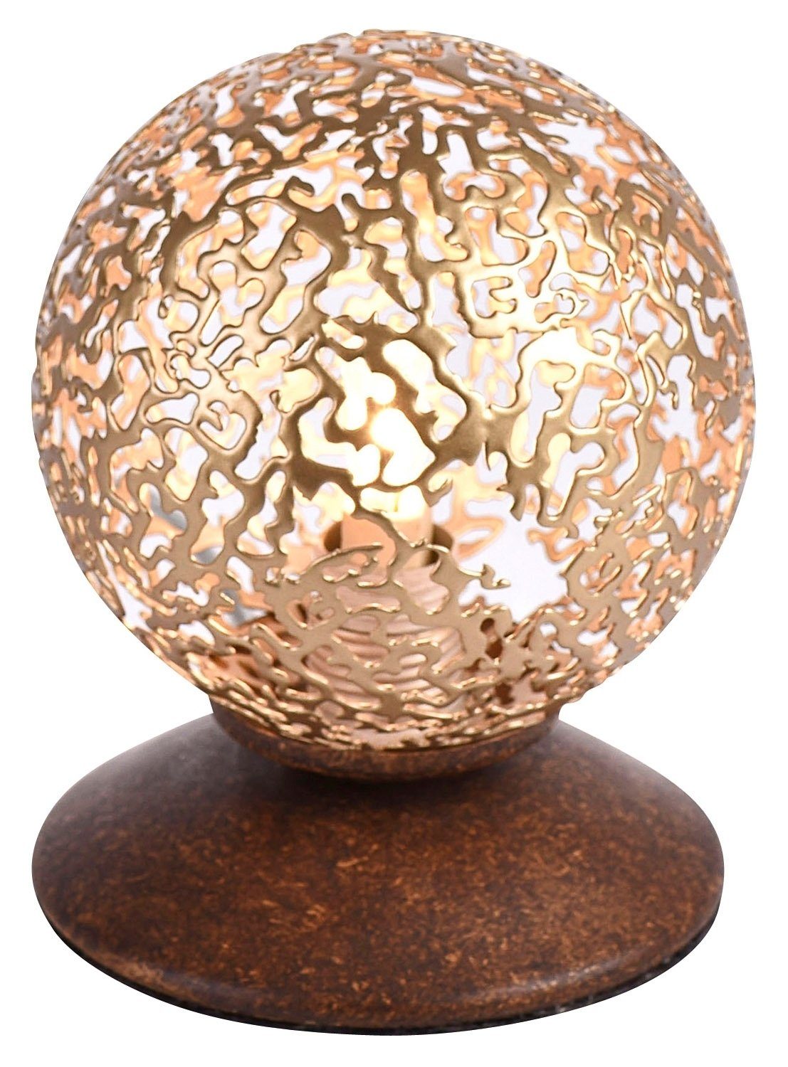 Tischleuchte GRETA, 1-flammig, H 13 cm, Braun, Goldgelb, Stahl