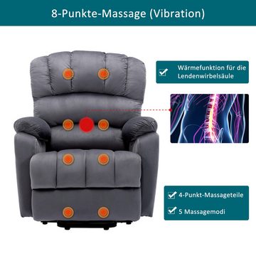 PFCTART Relaxsessel Elektrisch Relaxsessel Fernsehsessel mit Liegefunktion (Liegesessel neues Modell), Massagesessel mit Fernbedienung, Ruhesessel Stoff