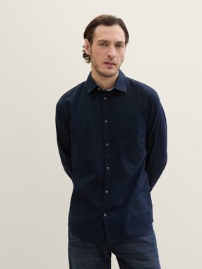TOM TAILOR Langarmhemd Regular Fit Hemd mit Leinen