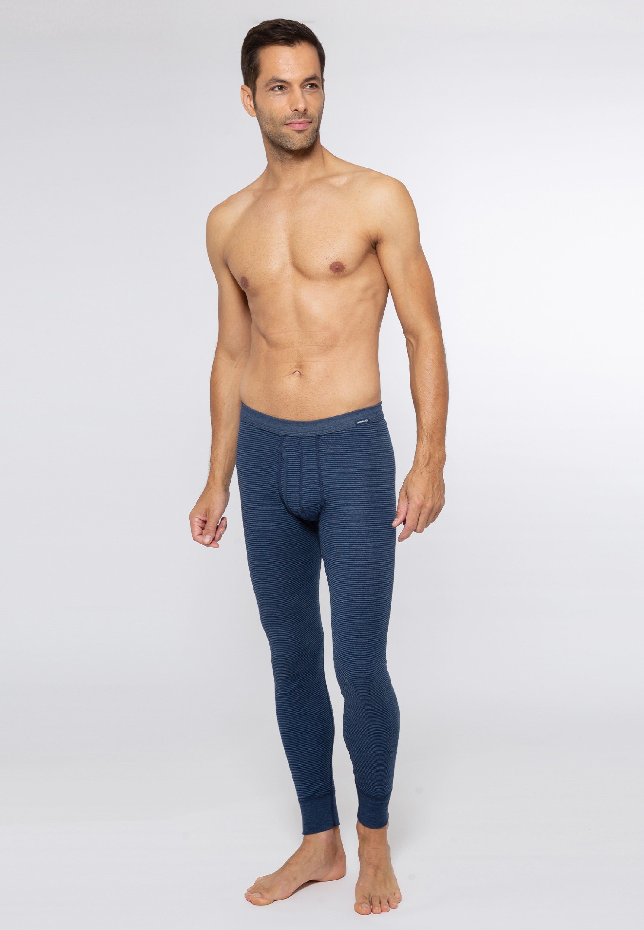 Feinripp Jeans Mit Eingriff Baumwolle (1-St) - Unterhose Unterhose Lange Lange Ammann - Blau -