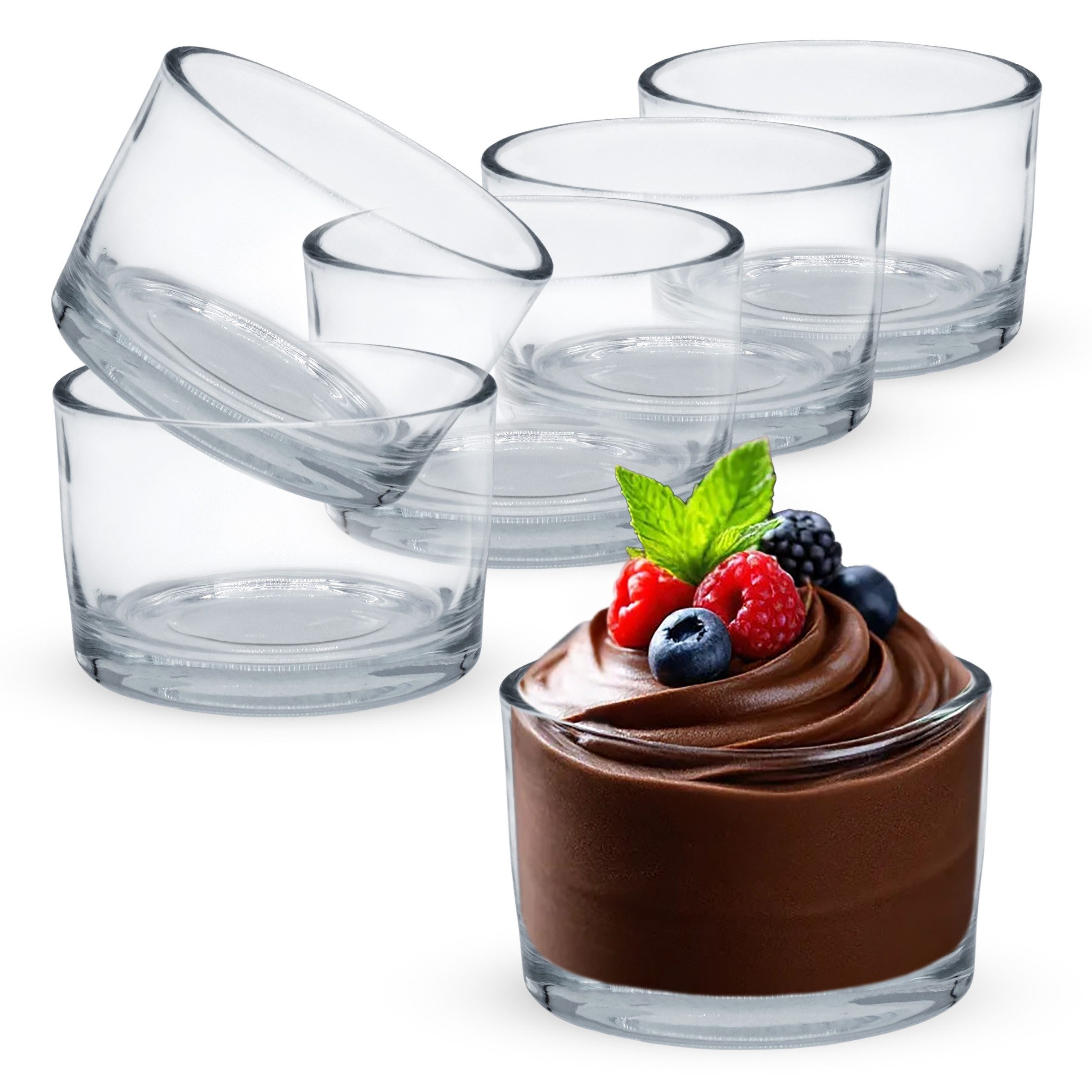 Spetebo Dessertteller Dessertgläser klein 130 ml - 6er Set, (1 St), aus transparentem Glas