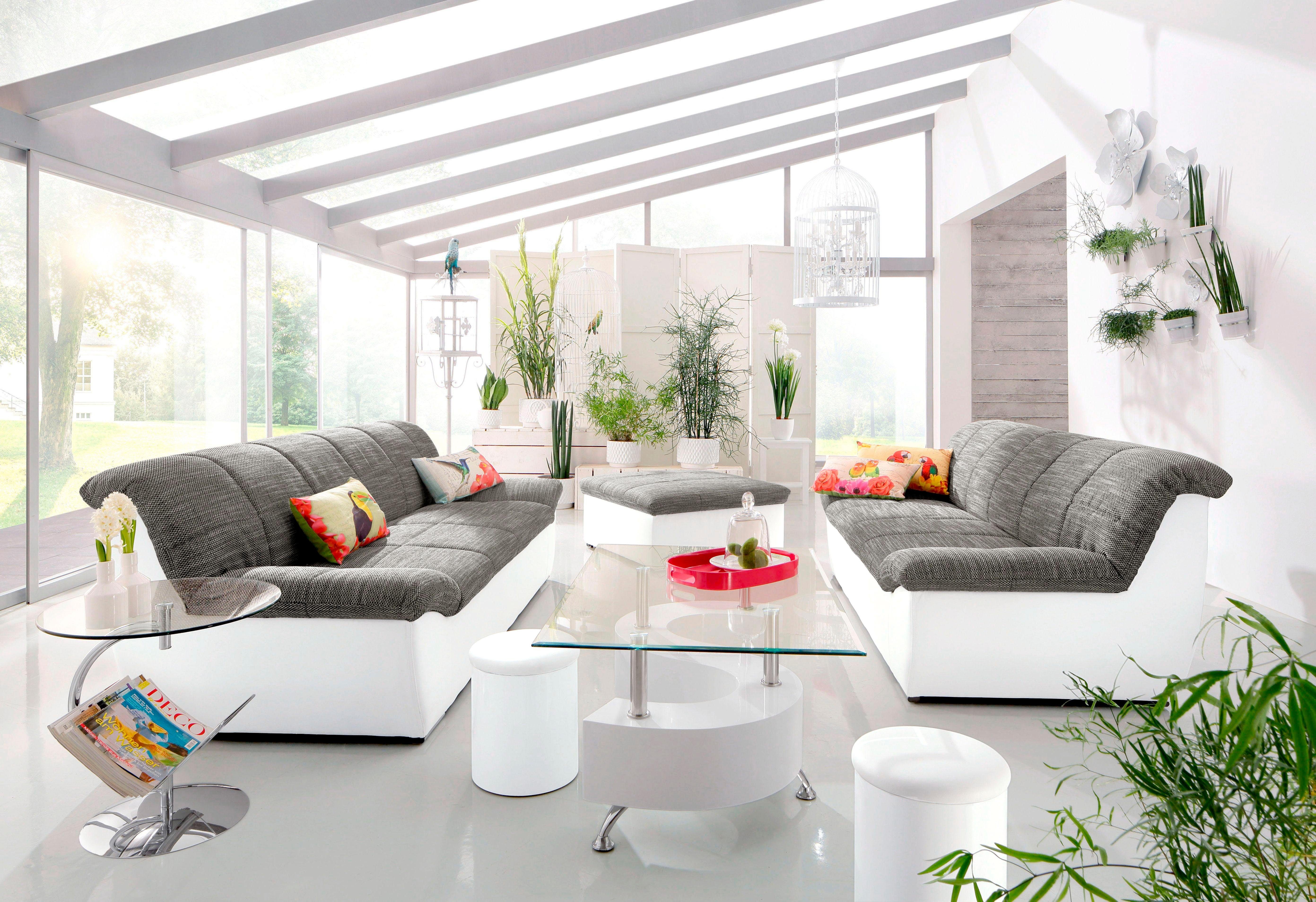 DOMO collection 3-Sitzer SPLASH Breite 232 cm, moderne Sitz- und Rückensteppung, komfortabel, flache Armlehnen zum Entspannen