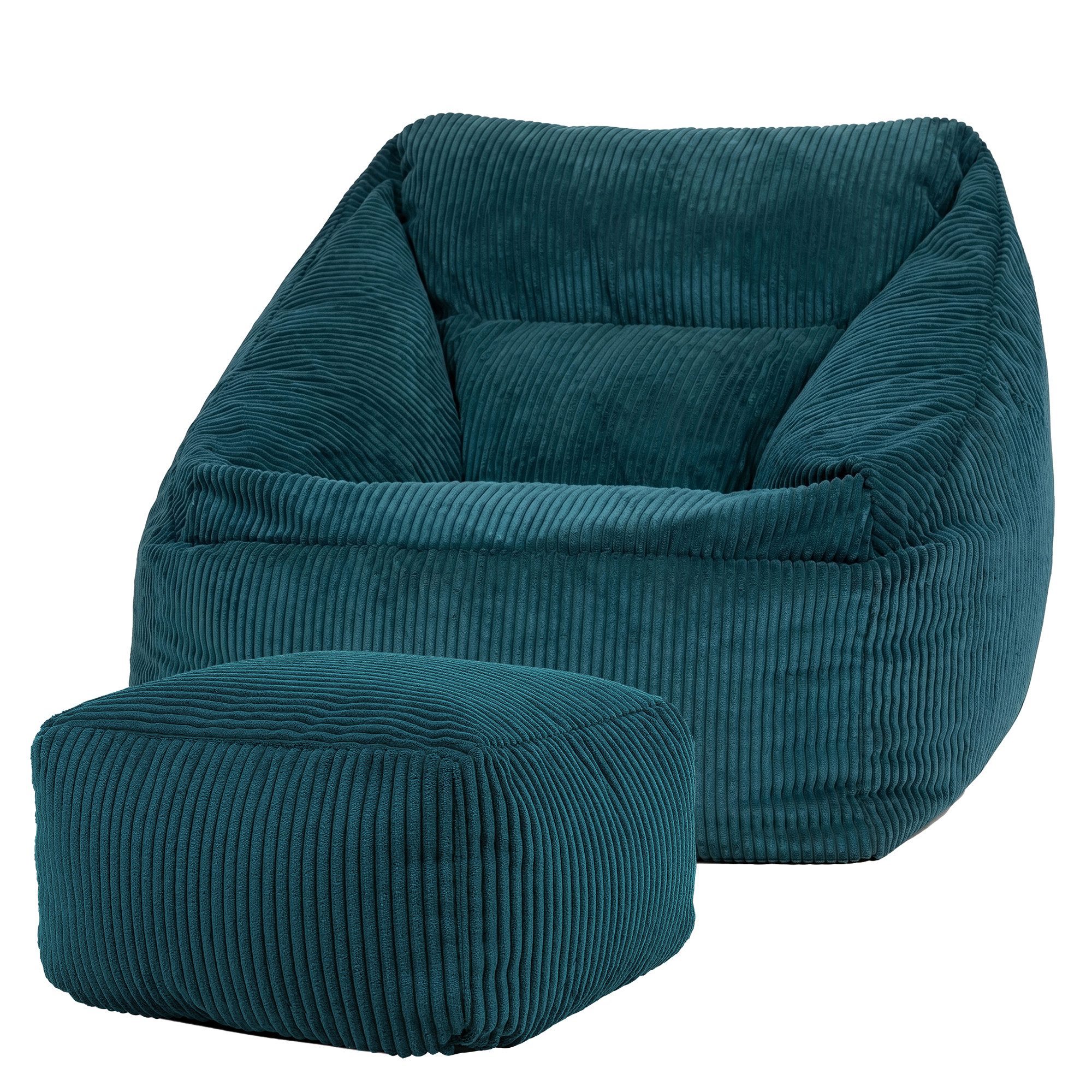 icon Sitzsack Riesen Sessel aus Cord Flauschig „Natalia" mit Hocker (Spar-Set, 1 x Sitzsack-Sessel, 1 x Fußhocker), Sitzsack XXL, Made in Germany, für Erwachsene & Kinder, für Wohnzimmer