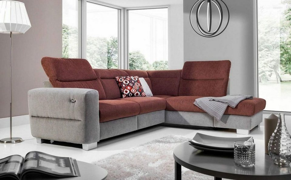 JVmoebel Ecksofa Elektrische Fußstütze Ecksofa Sofa Couch Polster Relax  Couch Sofas Neu, Made in Europe