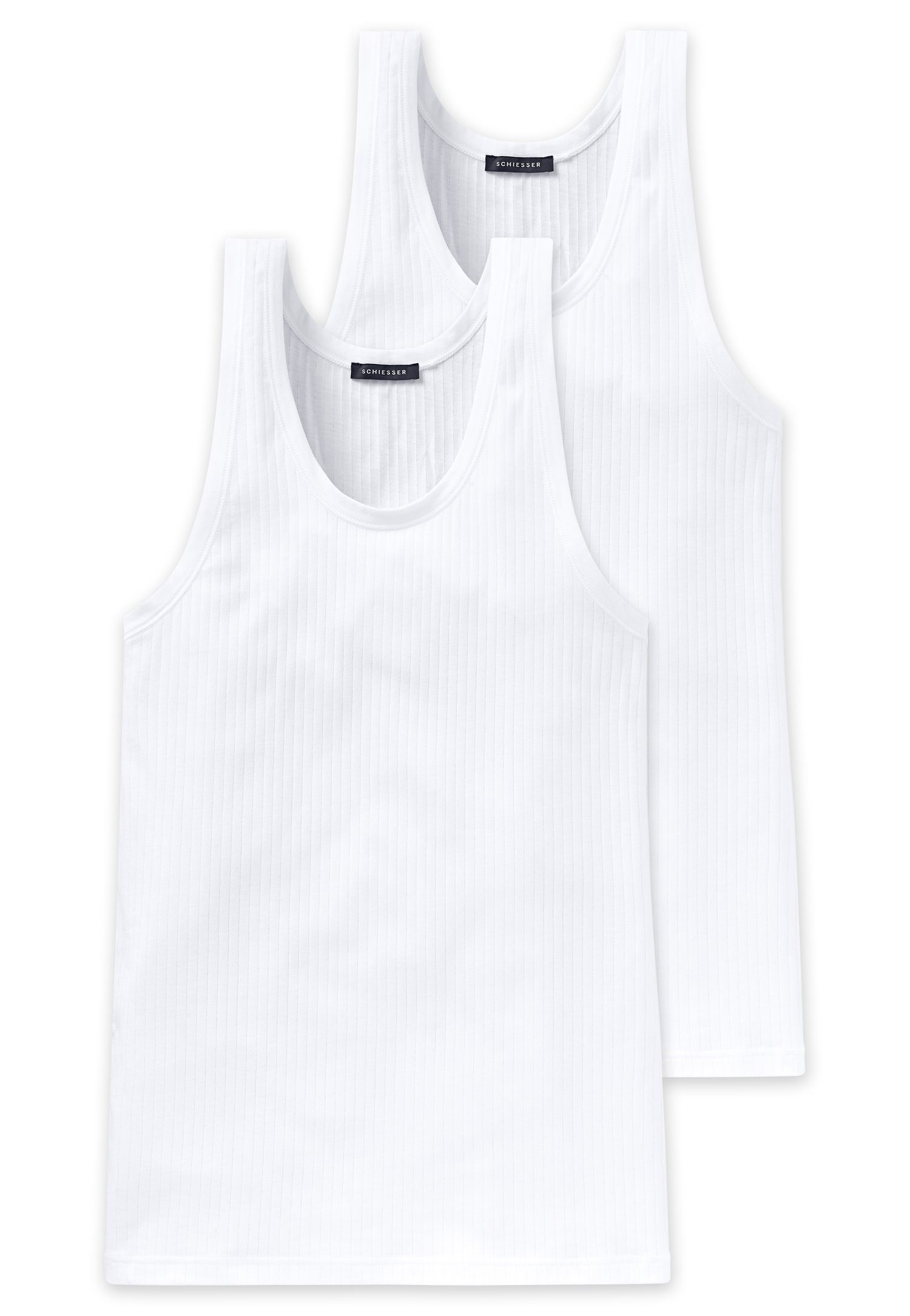 Schiesser Unterhemd (2er-Pack) mit feinem Nadelzugmuster weiß