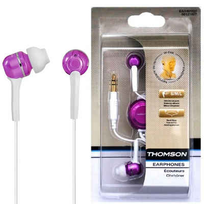 Thomson In-Ear Kopfhörer Ohrhörer 3,5mm Klinke Pink Headset (ergonomische Form, Keine, passend für HiFi MP4- MP3-Player iPod Walkman CD MD)