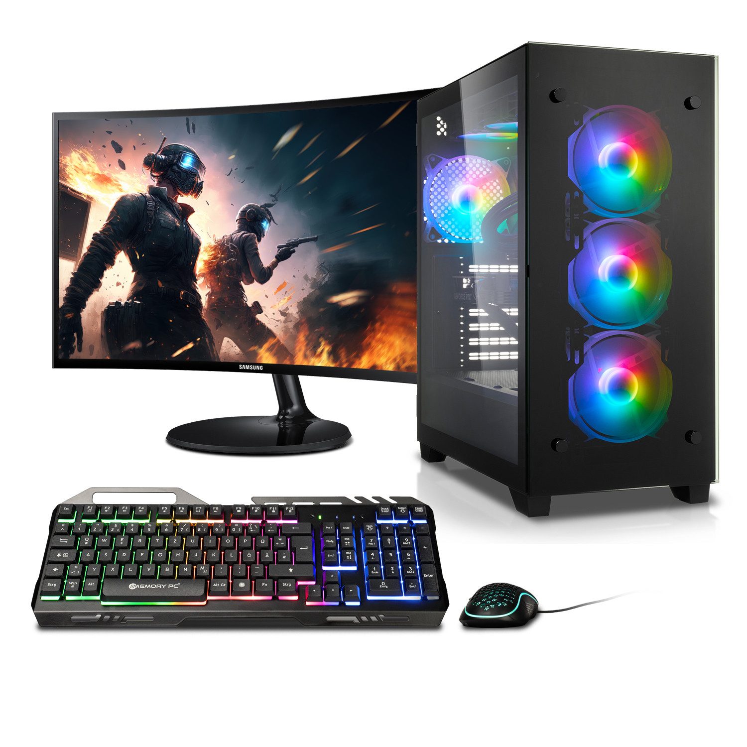 Memory PC PC-Set (24,00 Zoll, AMD Ryzen 3 3200G, 16 GB RAM, 1000 GB SSD, Luftkühler)