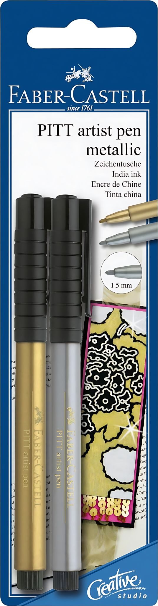 Faber-Castell Malstift Faber Castell Tuschestift Pitt Artist Pen gold+silber