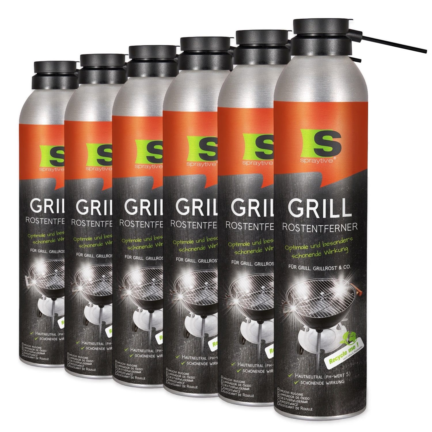 Spraytive 6x 300ml Grill-Rostentferner – 2in1 Rostlöser für Grillrost & BBQ Sprühreiniger (Made in Germany)