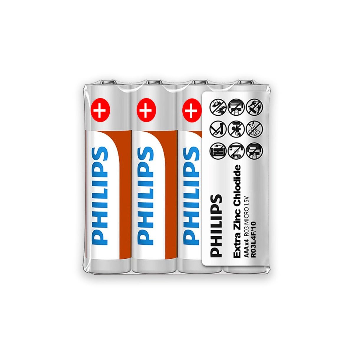 Philips Philips Battery Extra Zinkchlorid AAA LR03 LR3 1,5 V 4 Stück Verlängerungskabel