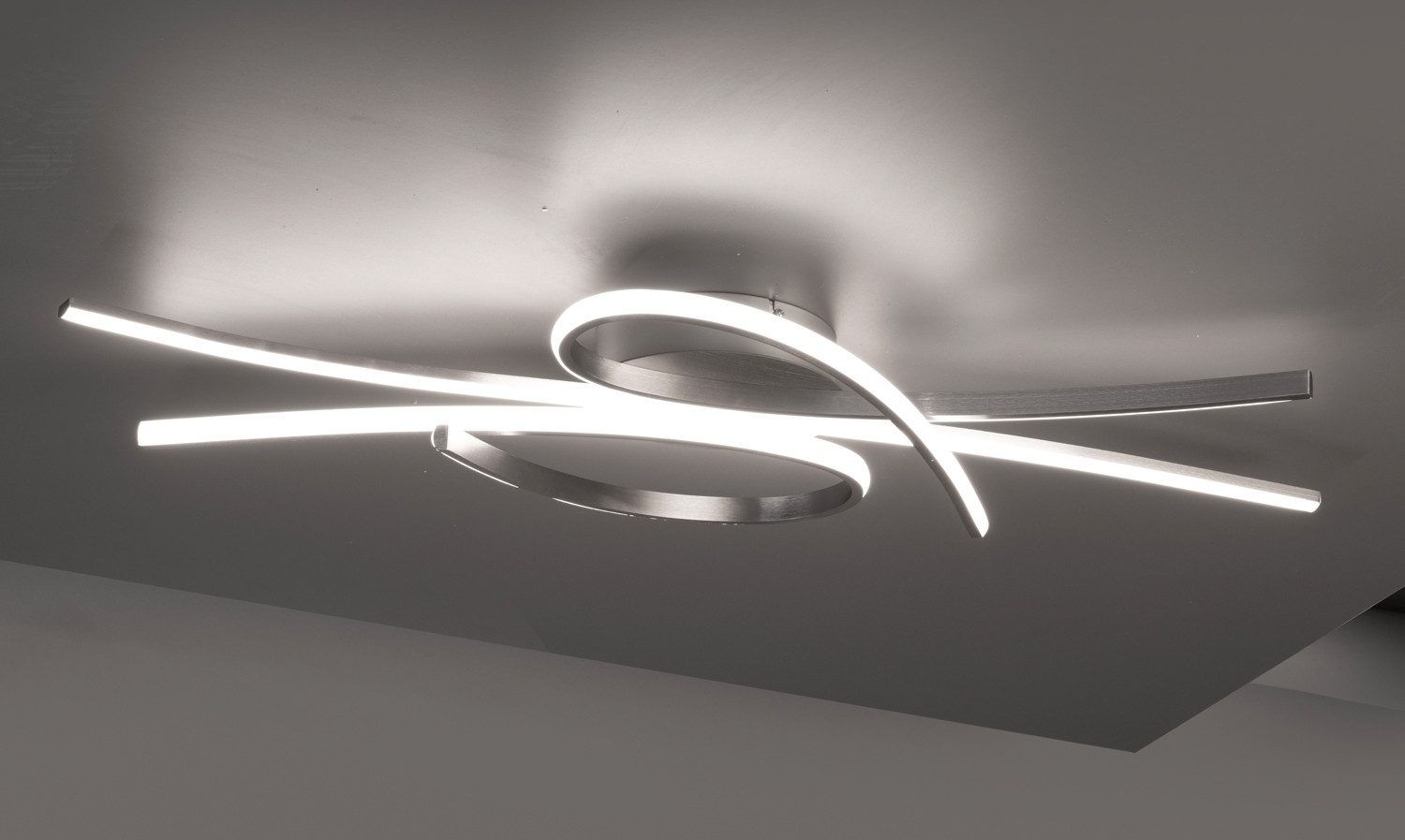 FISCHER & HONSEL LED Deckenleuchte BIBA, B 100 cm, 1-flammig, Nickelfarben, Metall, Anpassung der Farbtemperatur, Dimmfunktion, LED fest integriert, Extra-Warmweiß, Neutralweiß, Tageslichtweiß, mit Fernbedienung