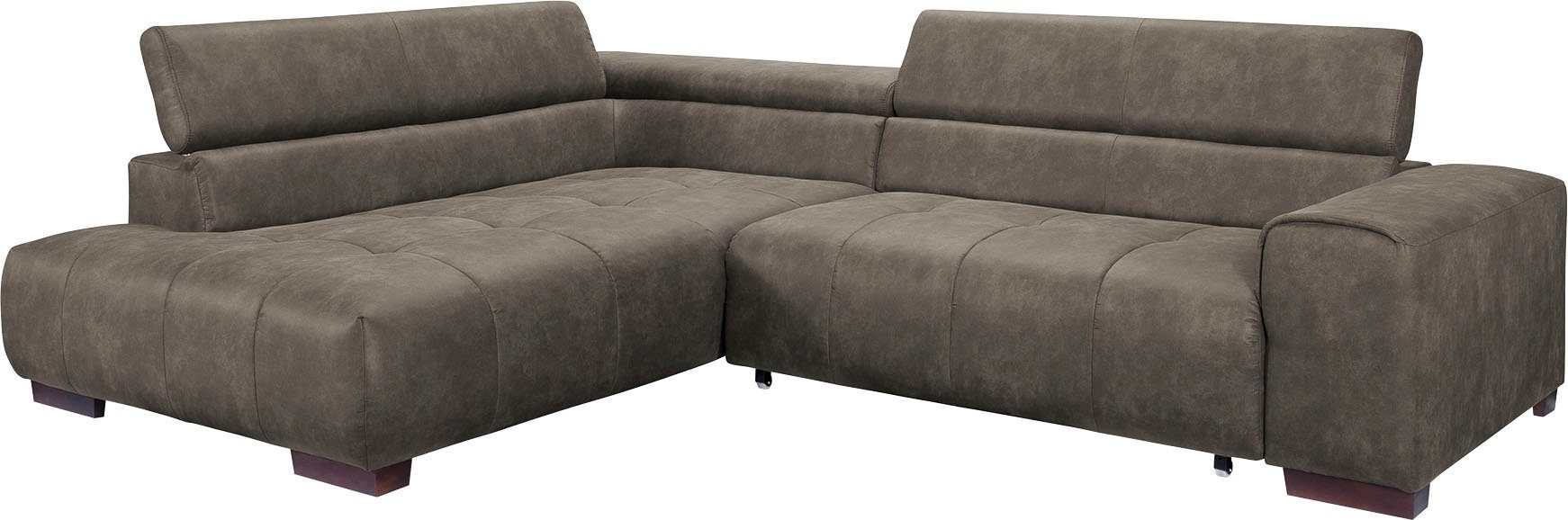 wahlweise und 3 verstellbaren Ecksofa, fashion sofa - mit Kissen Kopfstützen, mit exxpo Bettfunktion