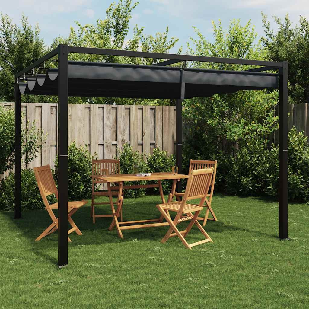 vidaXL Partyzelt Gartenpavillon mit Ausziehbarem Dach Anthrazit 3x3 m Stahl