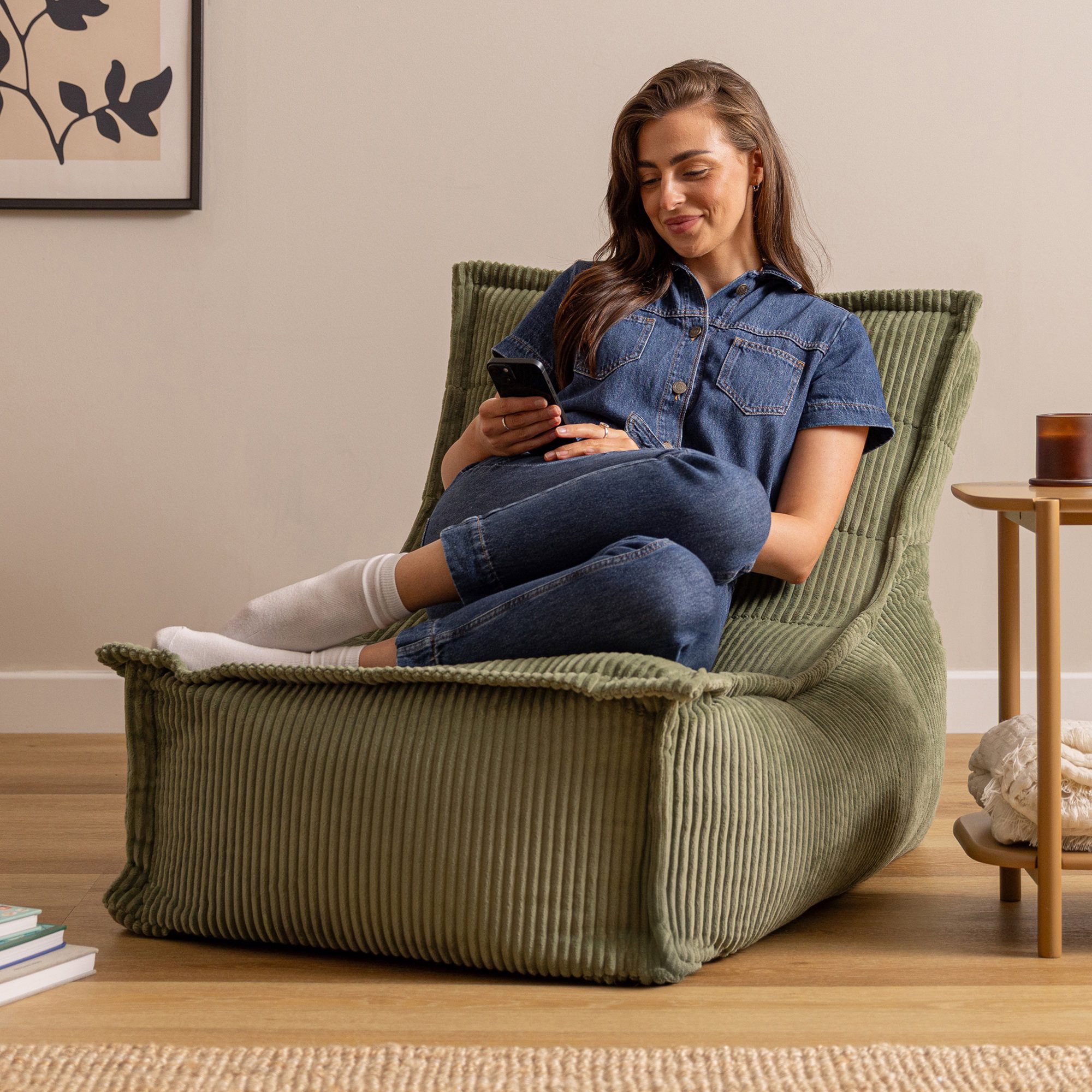 icon Sitzsack Liege aus Cord „Dolce“, Made in Germany, für Erwachsene & Kinder, für Wohnzimmer