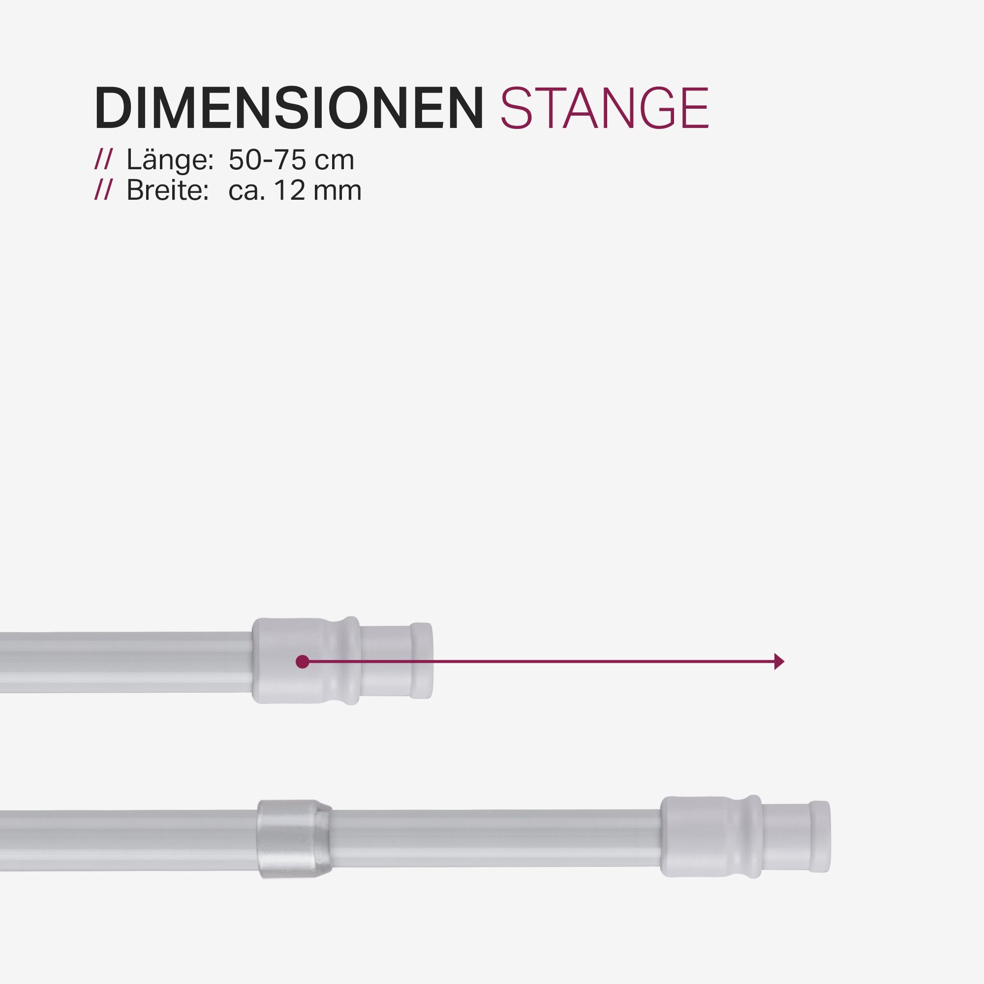 225cm Klemmstange - schrauben, Klemmträger Gardinenstange kleben Träger ausziehbar Edelstahl, Klemmfix, Ø und Klemmträger geklebt, inkl. Cafehausstangen 12, Cafehausstange 50 geklemmt, zum / Bestlivings, 12 geschraubt, ausziehbar, Weiß mm,