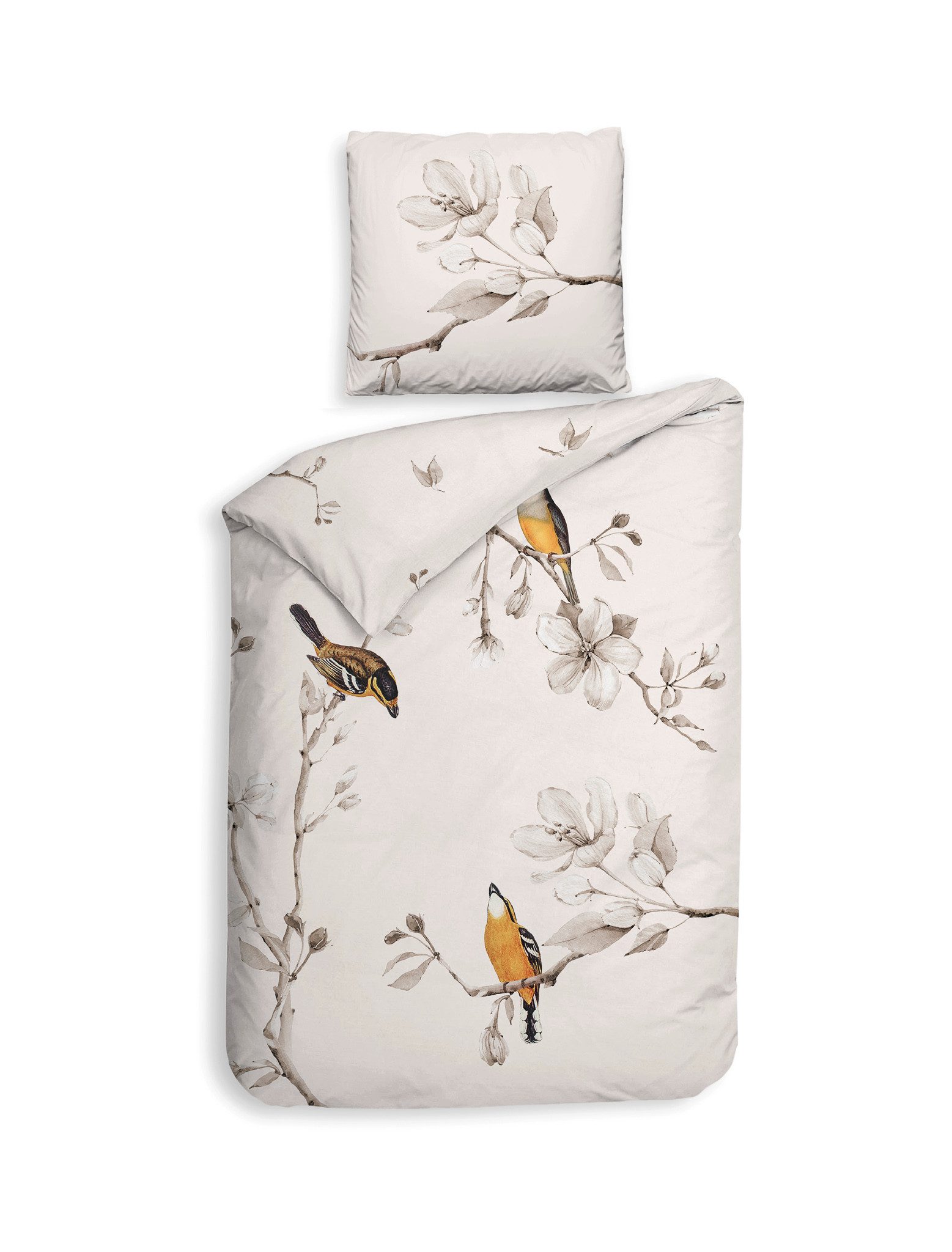 Heckett and Lane Bettwäsche Birdie Bettwäsche 135 Off-White 135x200 Off-white Fauna, Baumwolle, 2 teilig, Bettwäsche 135x200 Baumwollbettwäsche Baumwolle Fauna
