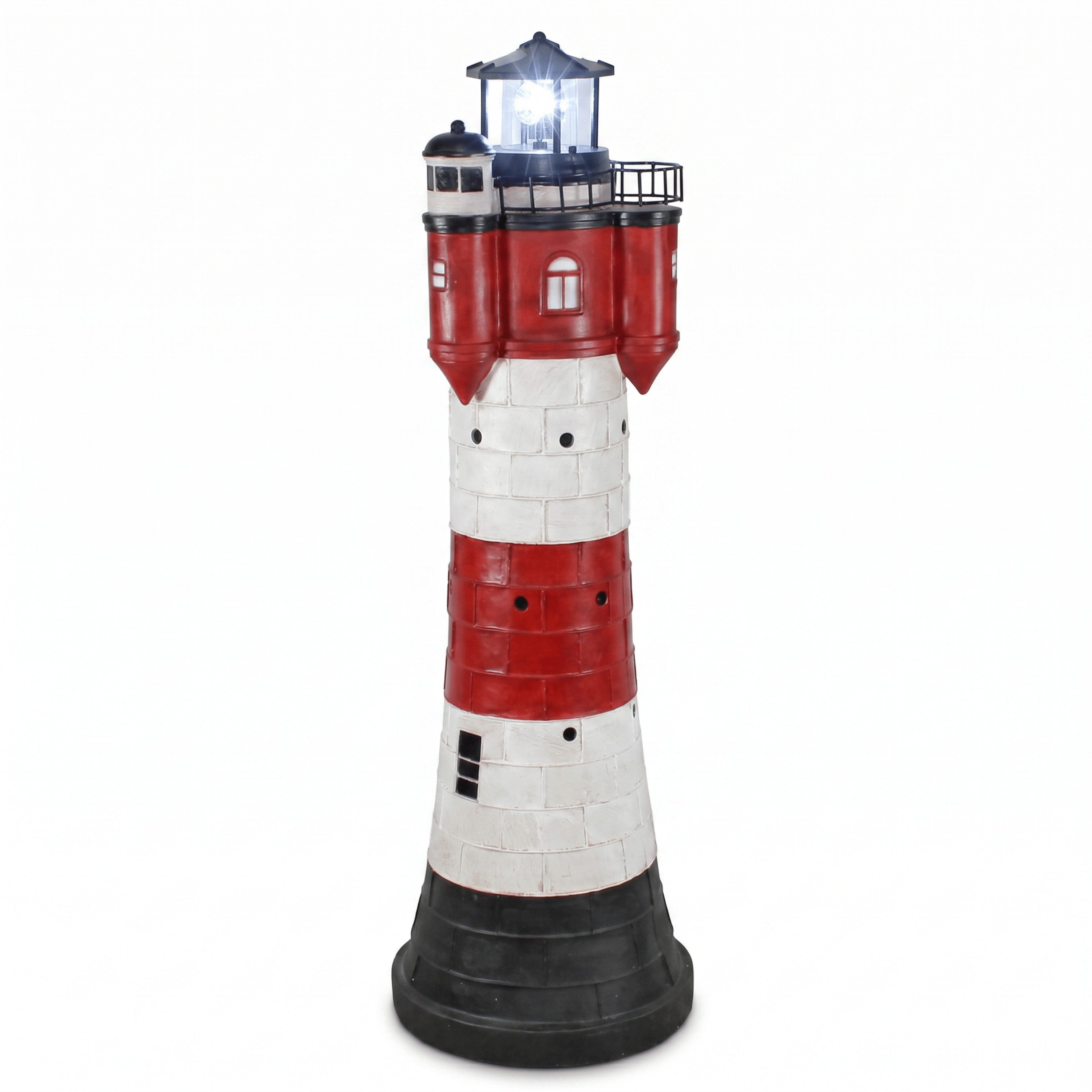 Jürgen Westerholt GmbH Gartenfigur 2325 Roter Sand, Solar Leuchtturm Roter Sand XL mit rotierendem LED Reflektor 80cm