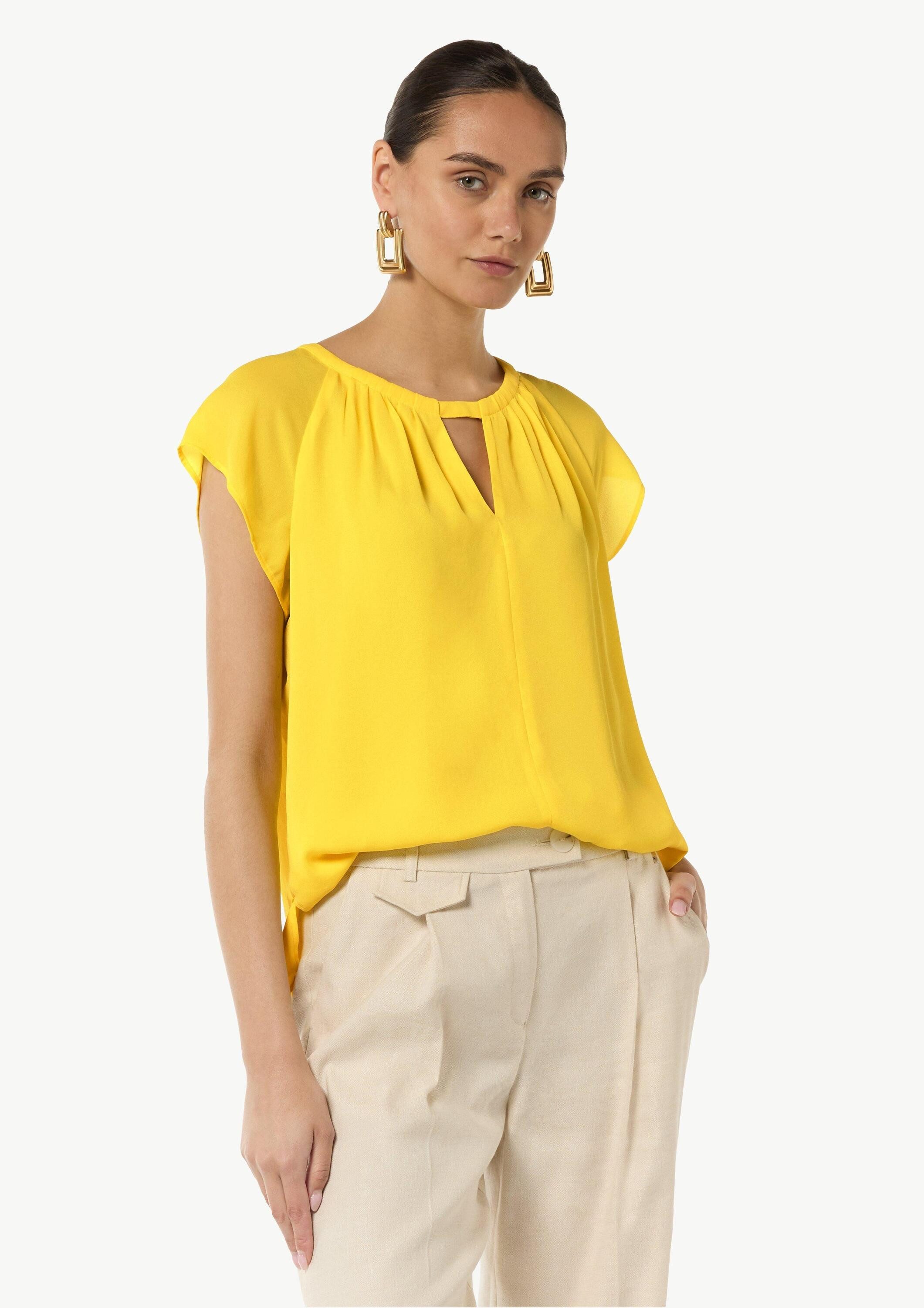 comma Kurzarmshirt Bluse Chiffon-Bluse mit Kappärmeln