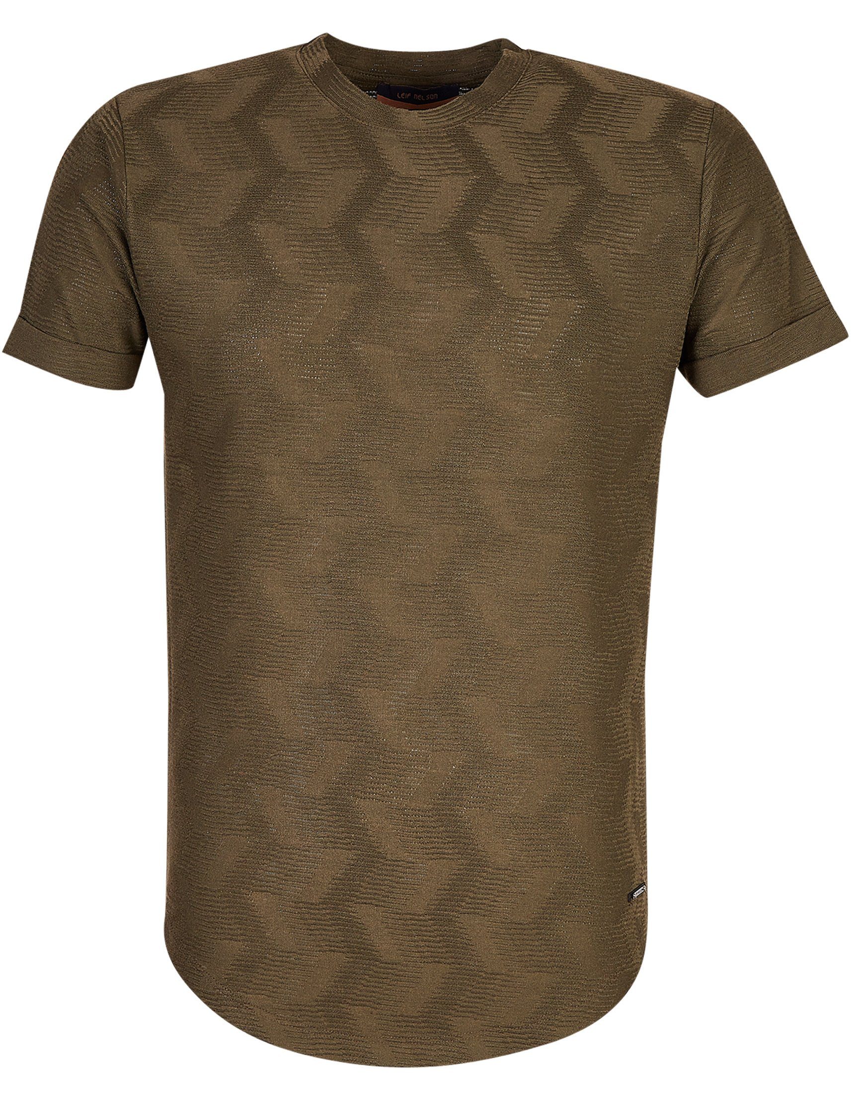 Leif Nelson T-Shirt Herren T-Shirt normal khaki Rundhals LN-55585