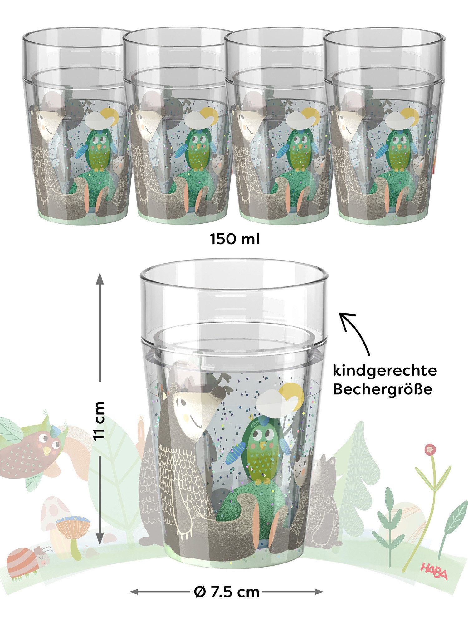 Haba Becher Glitzerbecher, 4-tlg., unisex neutral