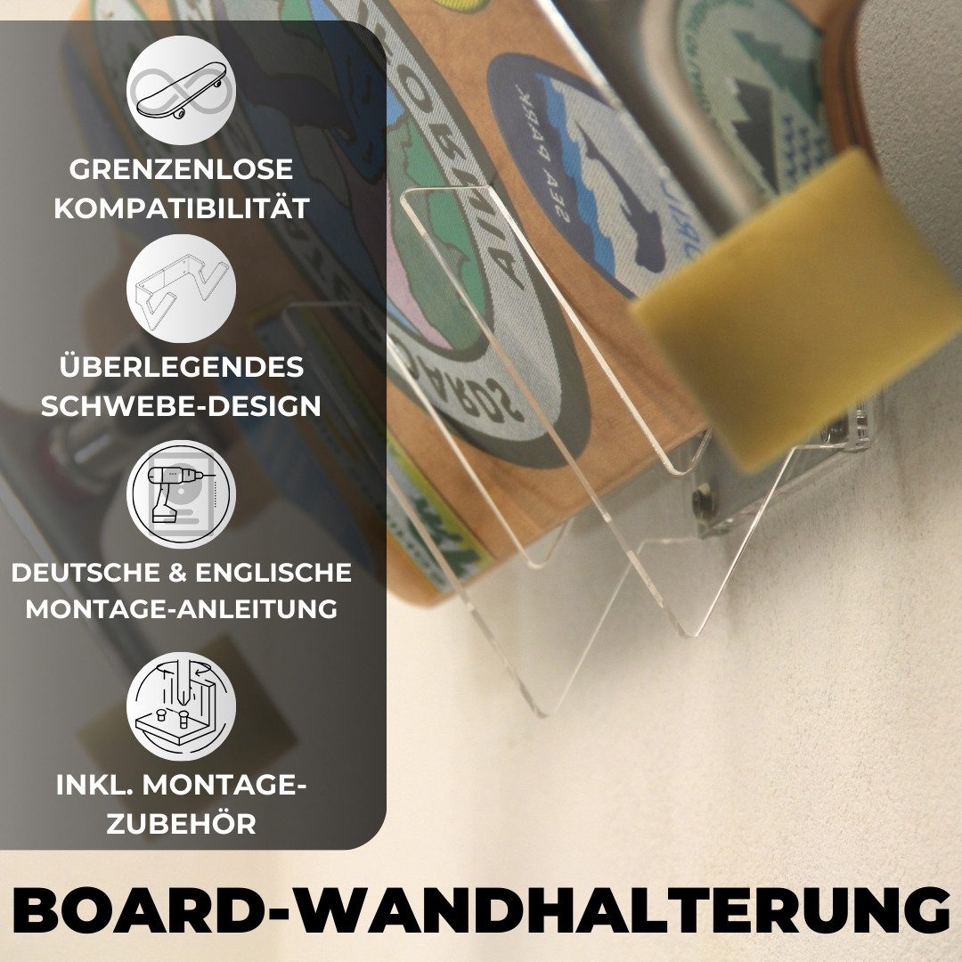 EKNA Snowboard Wandhalterung - Wand Halterung für Skateboard uvm.! (1 St., universal Halterung), inkl. Montagematerial!