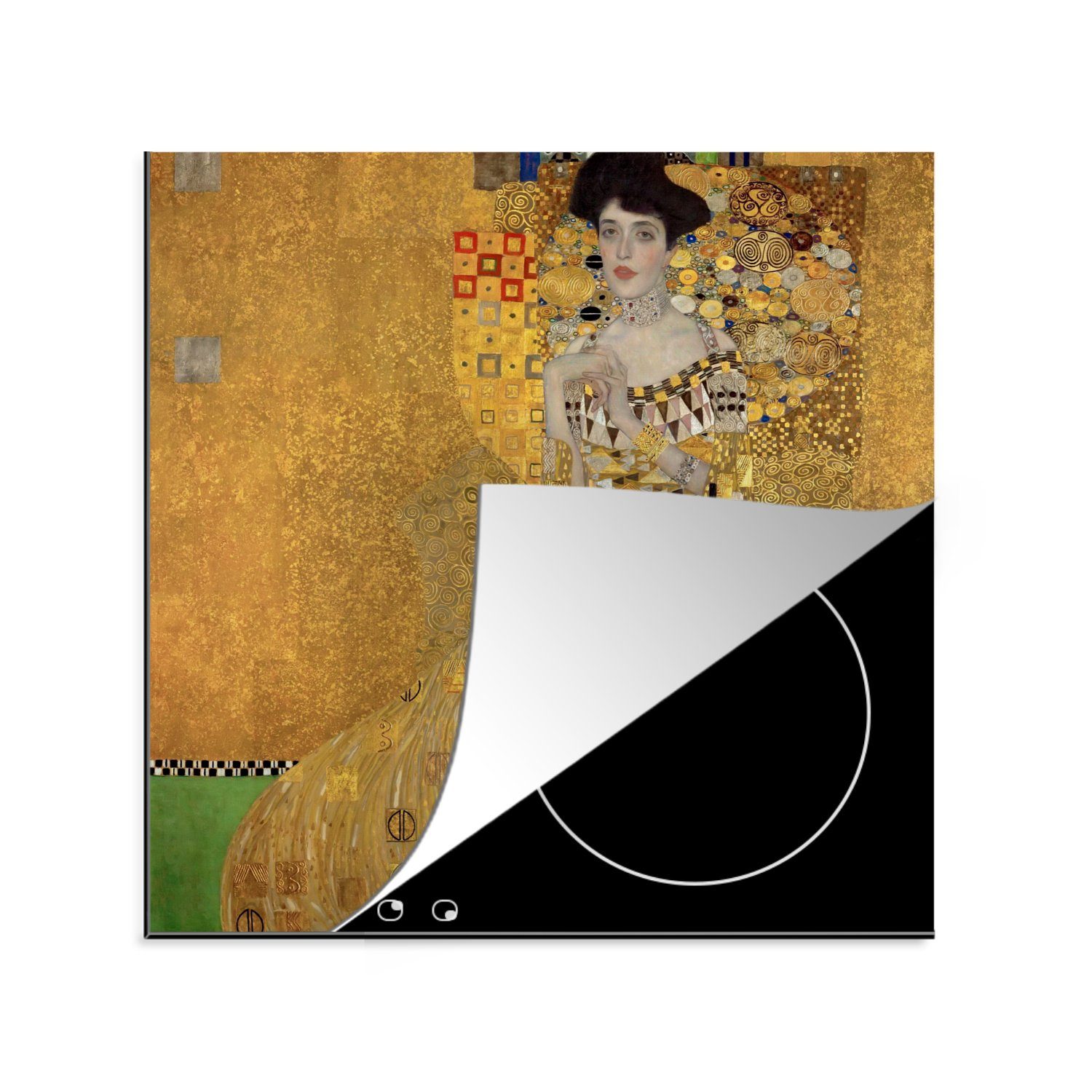 Arbeitsplatte für (1 Gustav Vinyl, Bloch-Bauer Klimt, von Adèle I Porträt cm, küche tlg), Herdblende-/Abdeckplatte MuchoWow - Ceranfeldabdeckung, 78x78
