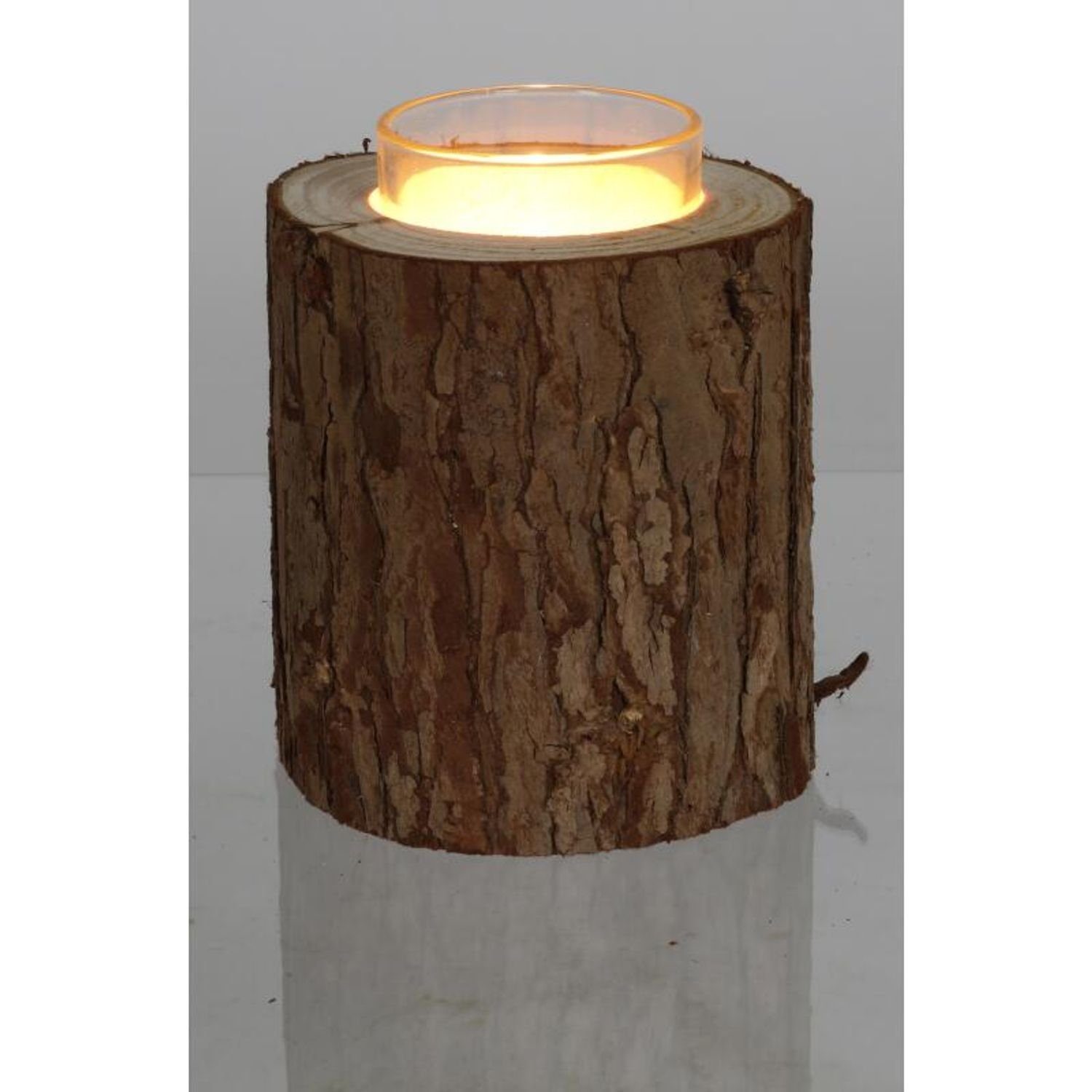 Kerzenständer BURI Glas Kerzenhalter Innendekoration Beleuchtung Windlicht Baumstamm