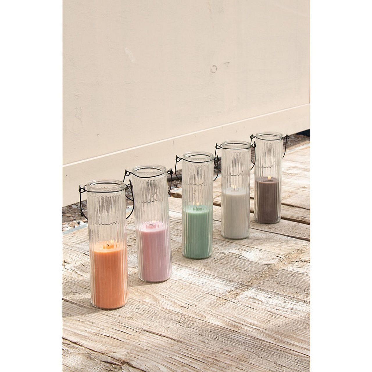Home Society B.V. Outdoorkerze Kerze Tube Dirk im geriffeltem Glas