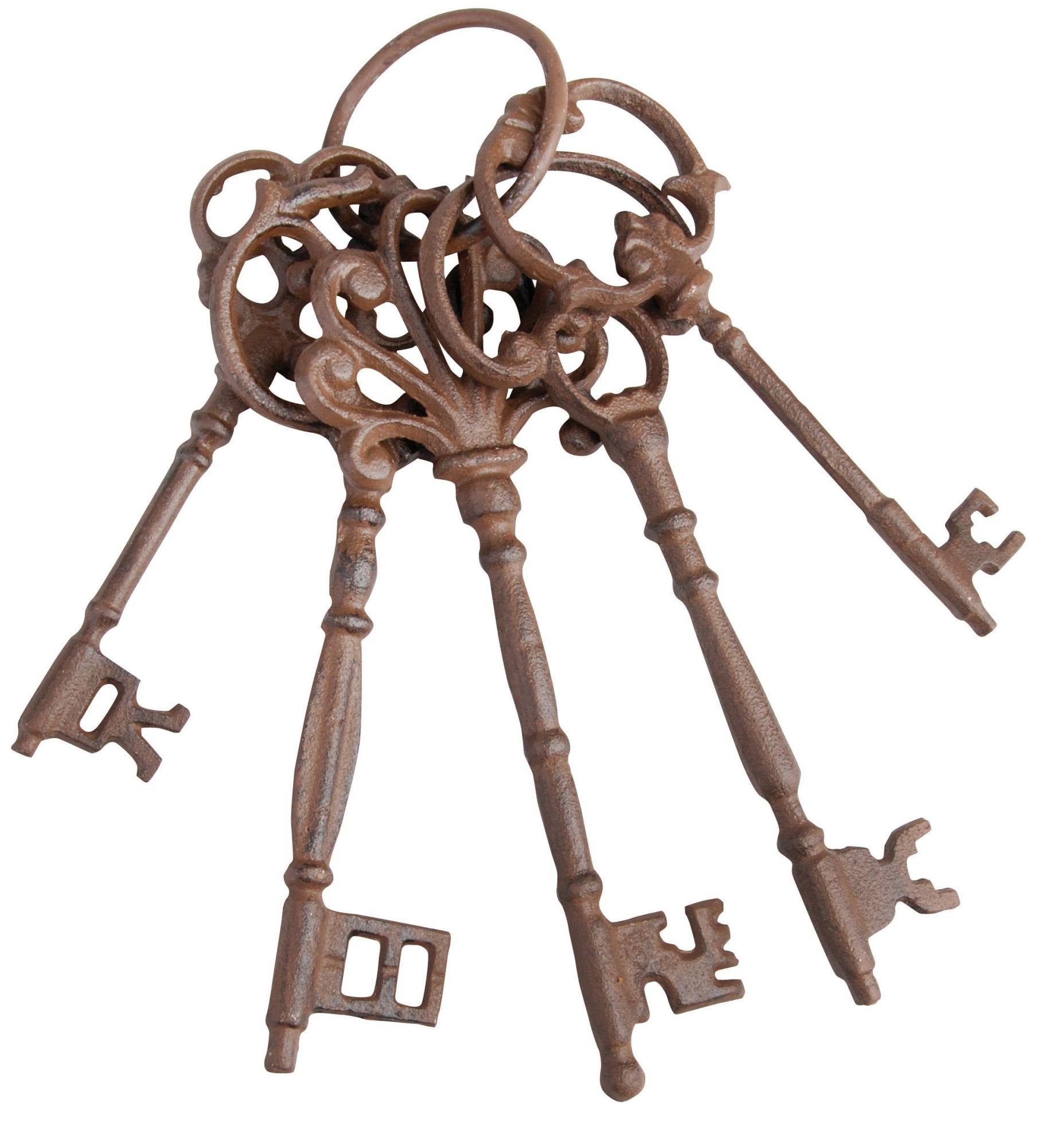 esschert design Schlüsselanhänger Set (Set, 3-tlg), Schlüsselbund mit fünf Schlüsseln