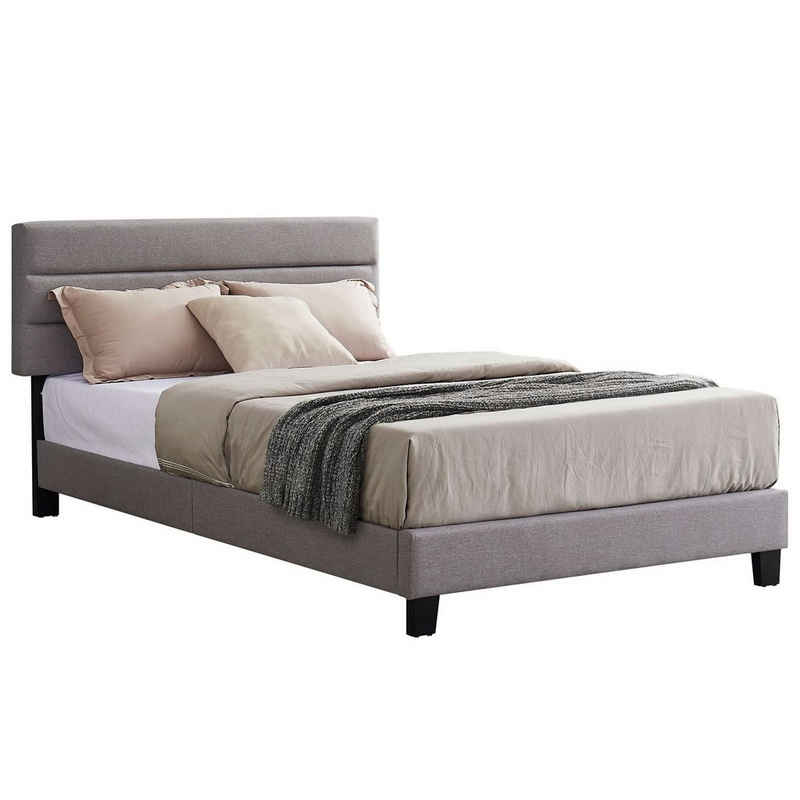 CARO-Möbel Polsterbett WASHINGTON, Polsterbett 120x200 cm Bett mit Stoffbezug in grau Jugendbett Einzelbe