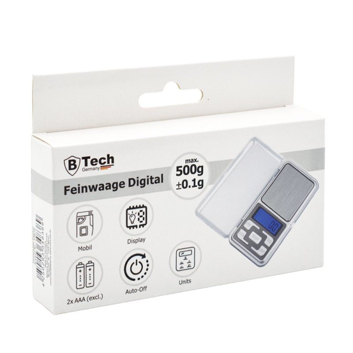 B-Tech Präzisionswaage Digitale Präzisionswaage 500g / 0,1g - Feinwaage mit LCD-Display, 6 Maßeinheiten & Tara-Funktion – Bild 3 von 3