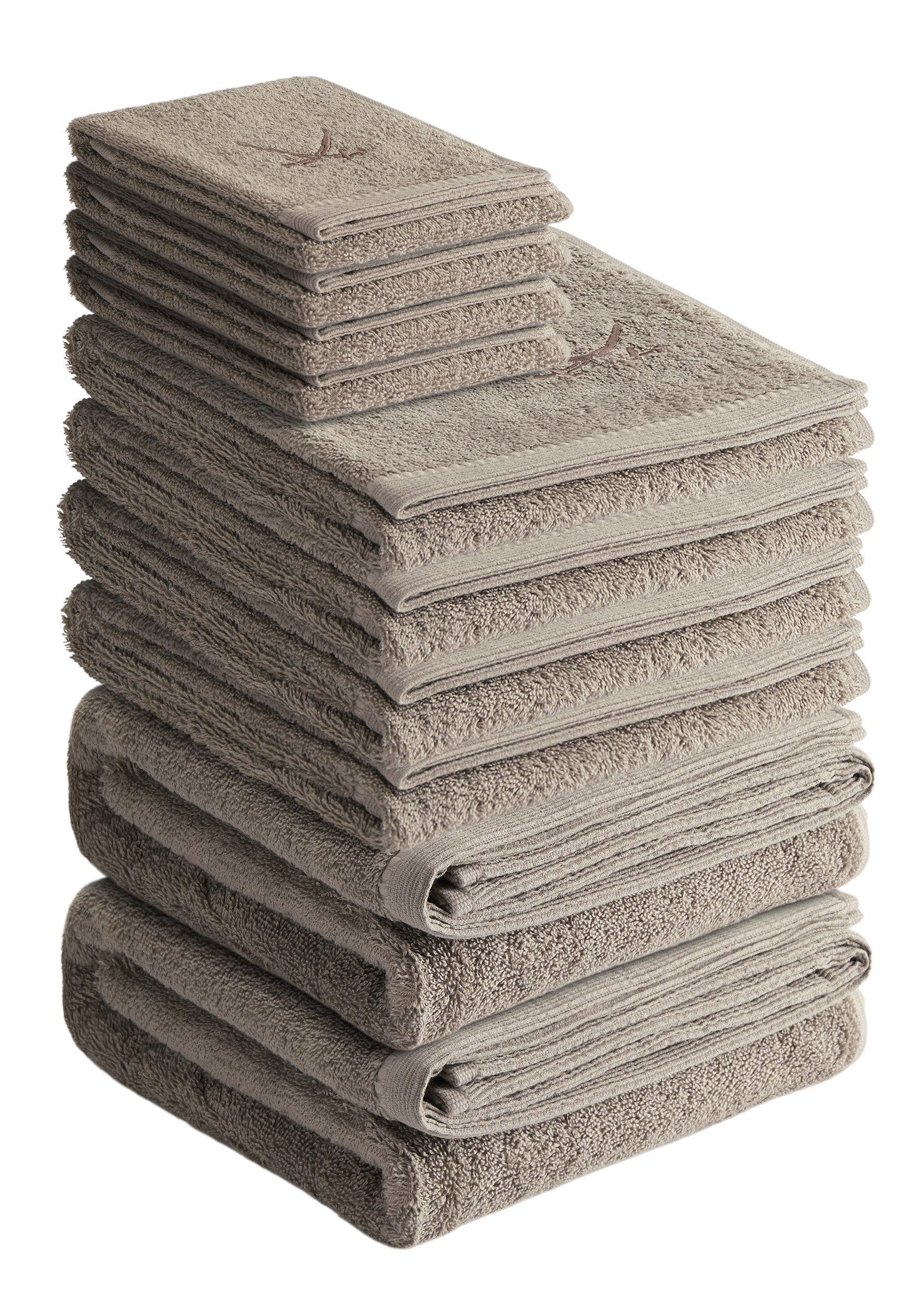Sansibar Sylt Handtuch Set Handtuch Set Classic 10-tlg 100% Baumwolle, extra flauschig, saugstark, (10-St), pflegeleicht, trocknergeeignet, edle Stickerei, maritimes Design