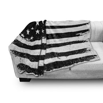 Wohndecke Gemütlicher Plüsch für den Innen- und Außenbereich, Abakuhaus, Vereinigte Staaten Schwarzweiss-Flagge
