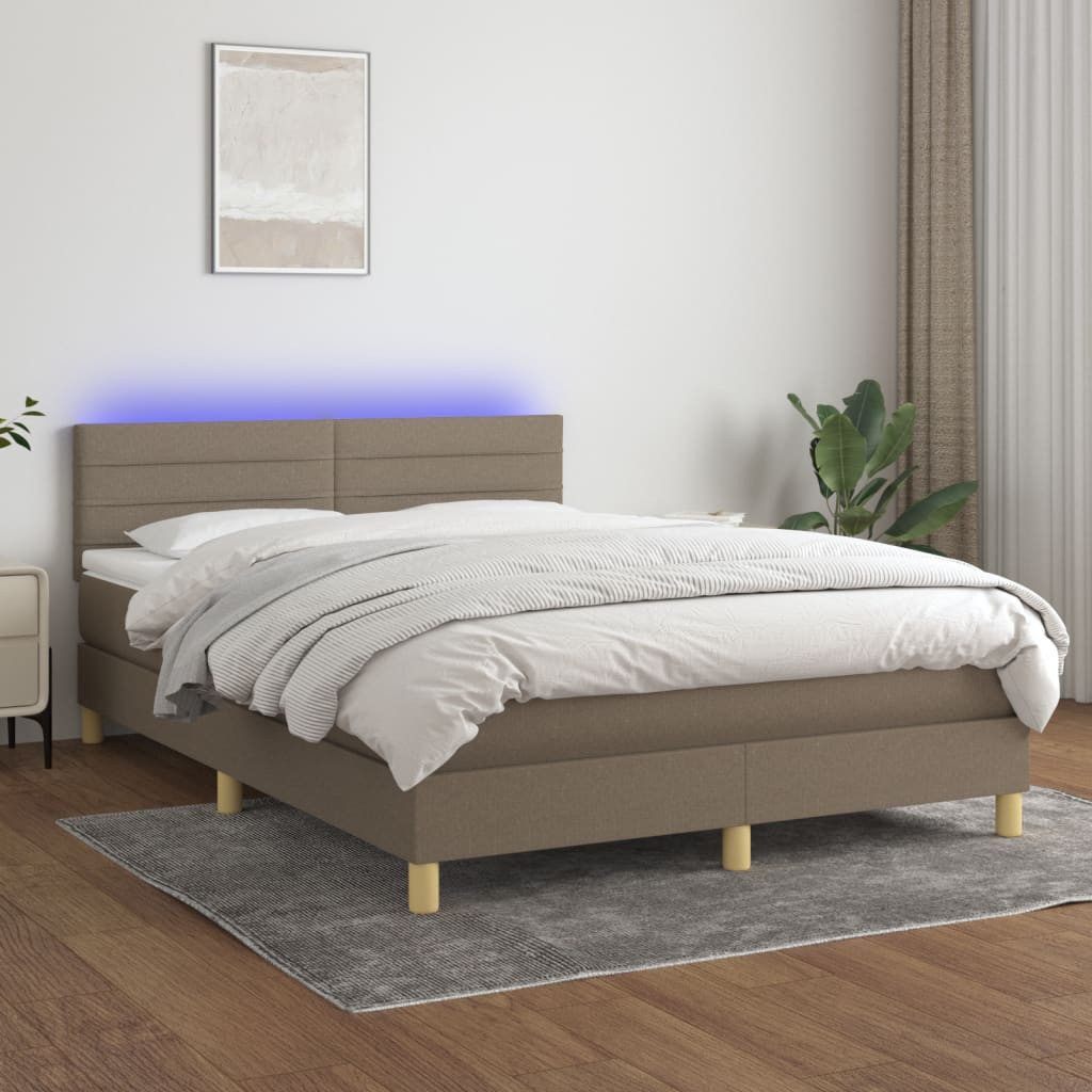 vidaXL Boxspringbett Boxspringbett mit Matratze LED Dunkelgrau 140x200 cm S günstig online kaufen