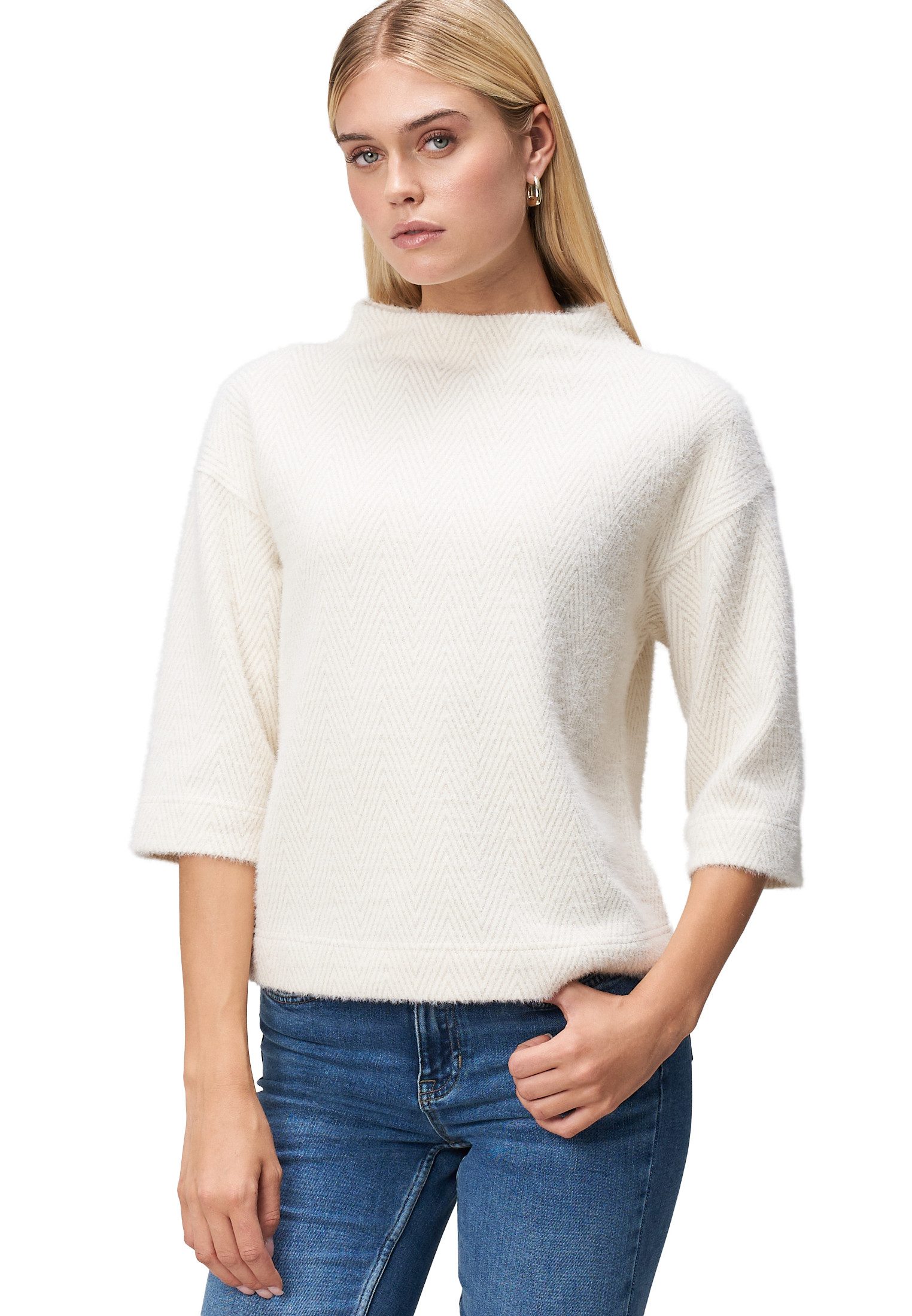 Zero Sweatshirt Damen mit Fischgrätmuster weiteres Detail